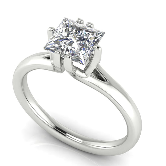 Suspended Princess Cut Lab Diamond Engagement Ring