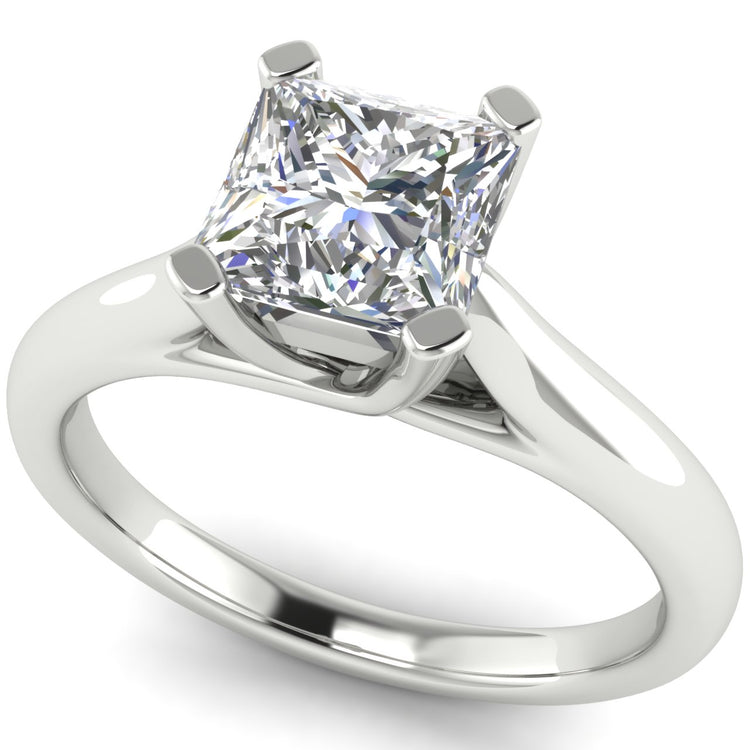 Bypass Basket Princess Cut Lab Diamond Engagement Ring