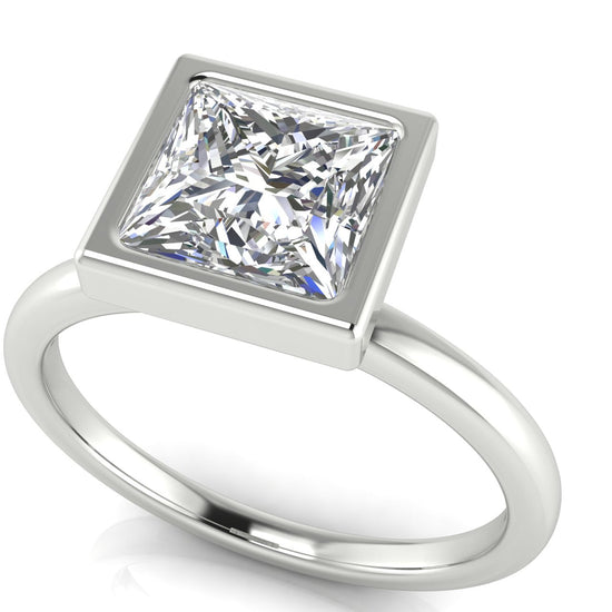 Bezel Princess Cut Lab Diamond Engagement Ring