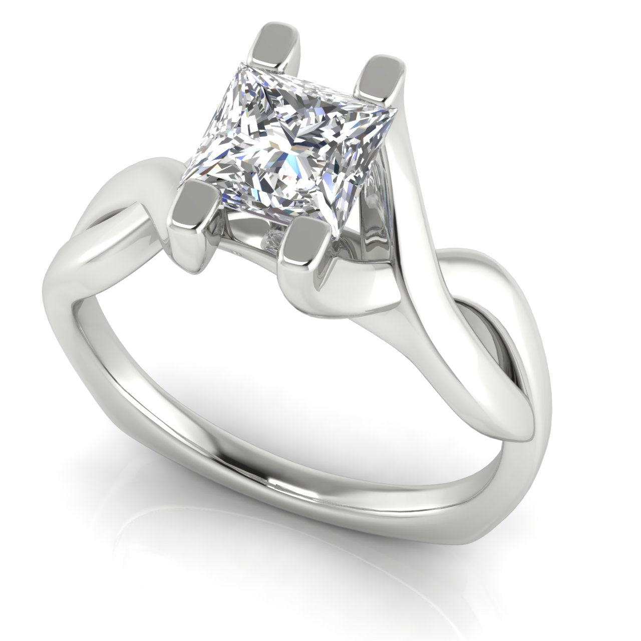 Twisted Shank Princess Cut Lab Diamond Engagement Ring