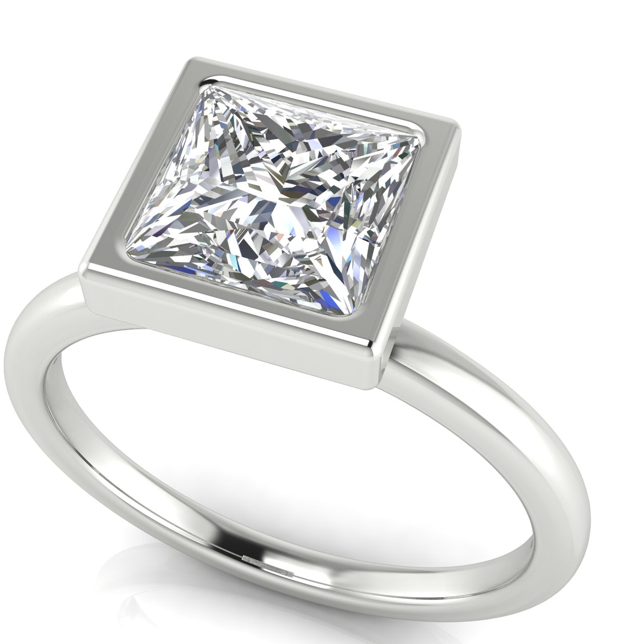 Bezel Princess Cut Moissanite Engagement Ring