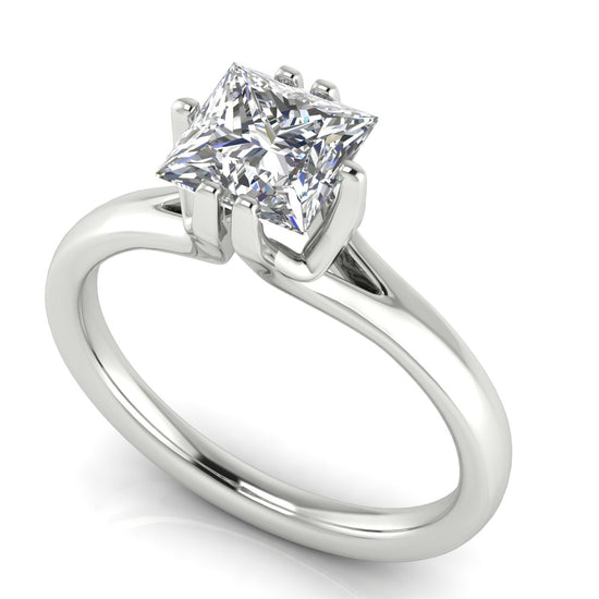 Suspended Princess Cut Moissanite Engagement Ring