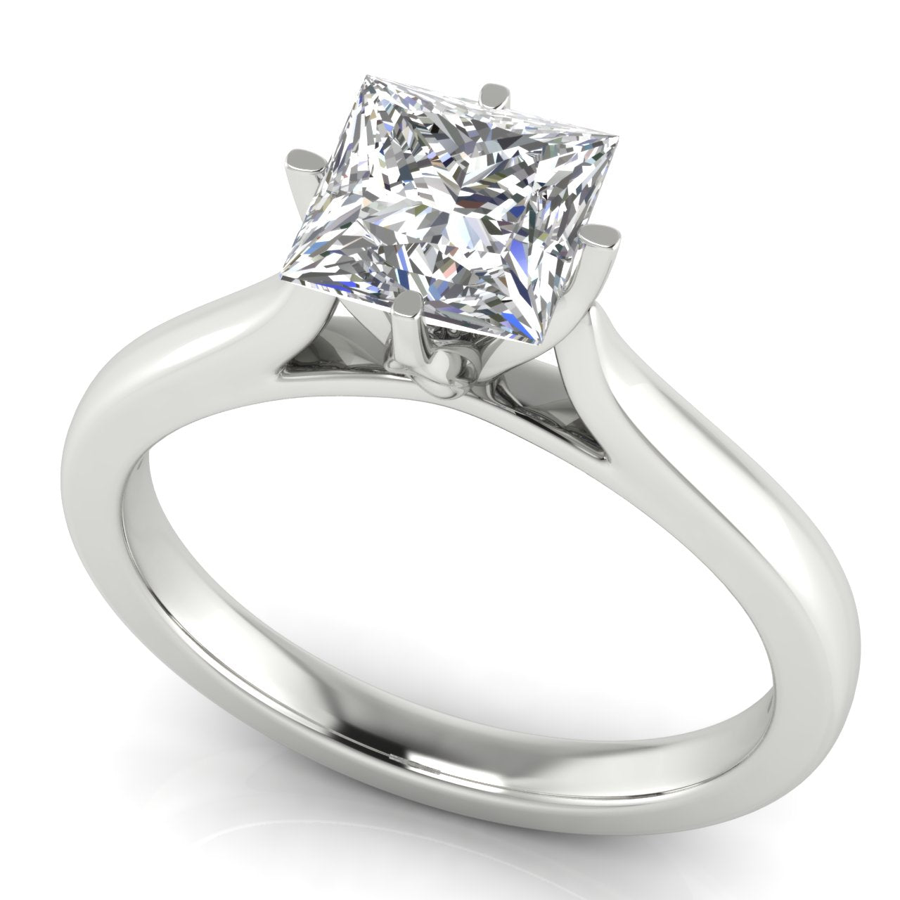 Lotus Prong Princess Cut Moissanite Engagement Ring