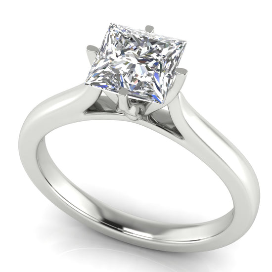 Lotus Prong Princess Cut Lab Diamond Engagement Ring