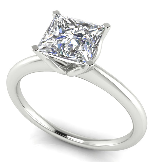 Tulip Set Princess Cut Moissanite Engagement Ring