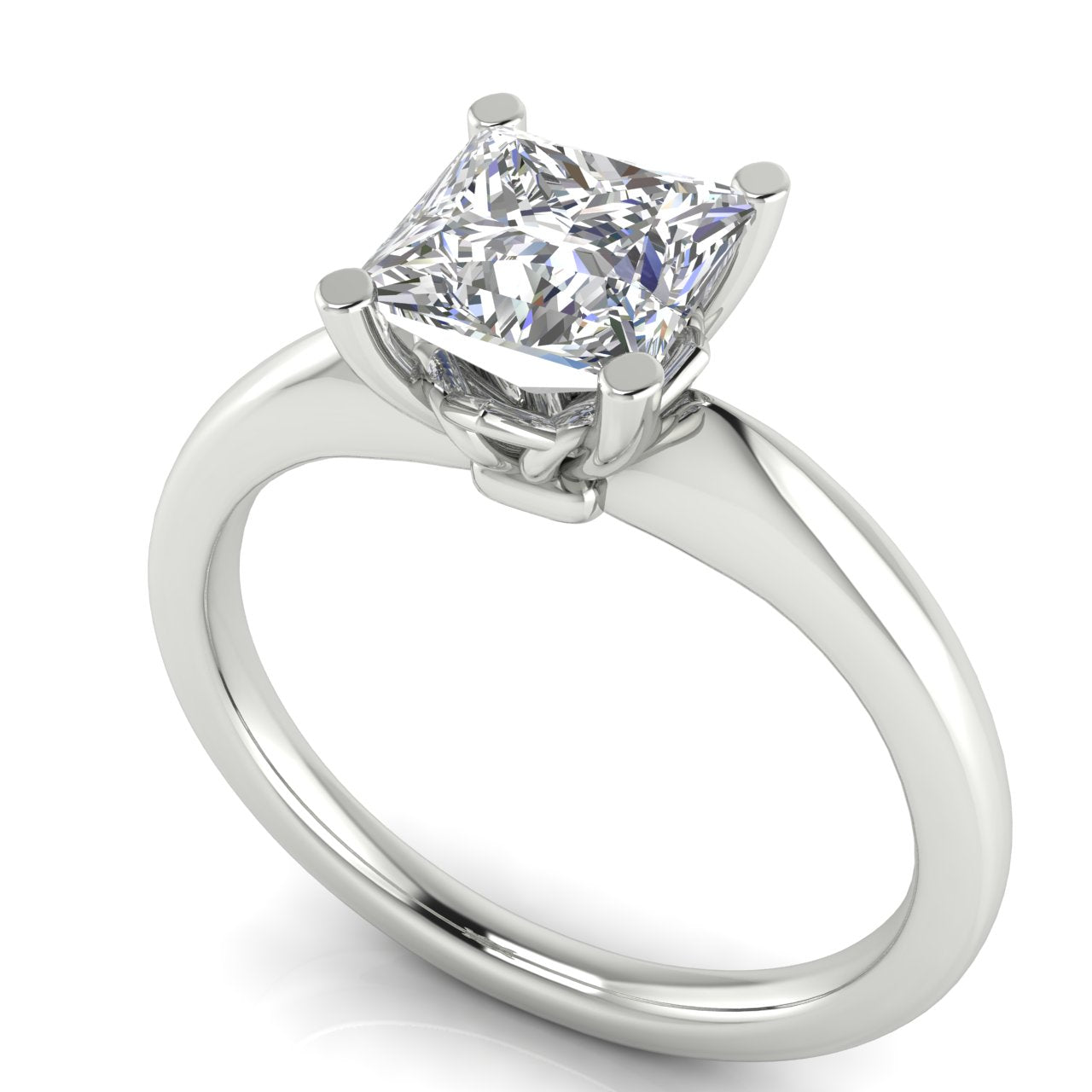 Modern Princess Cut Moissanite Engagement Ring