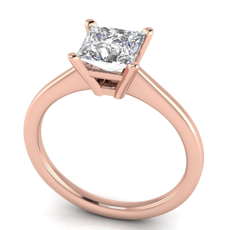 Basket Set Floating Princess Cut Lab Diamond Engagement Ring