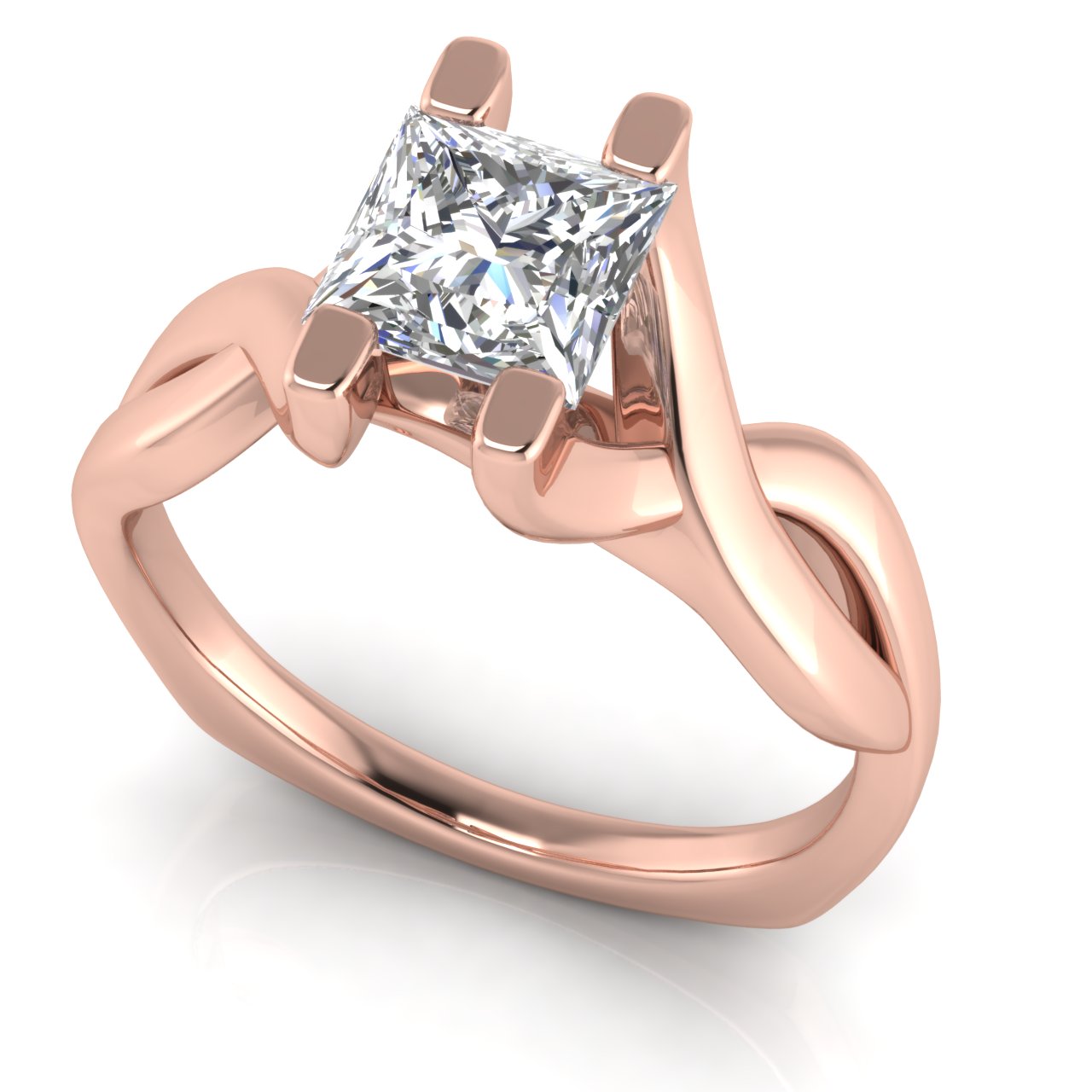 Twisted Shank Princess Cut Moissanite Engagement Ring