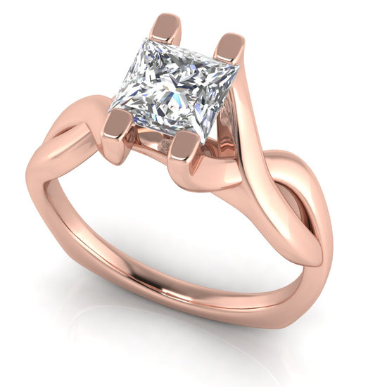 Twisted Shank Princess Cut Lab Diamond Engagement Ring