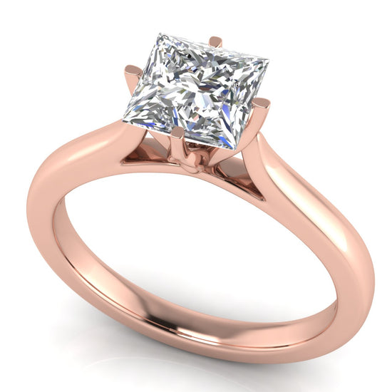 Lotus Prong Princess Cut Lab Diamond Engagement Ring