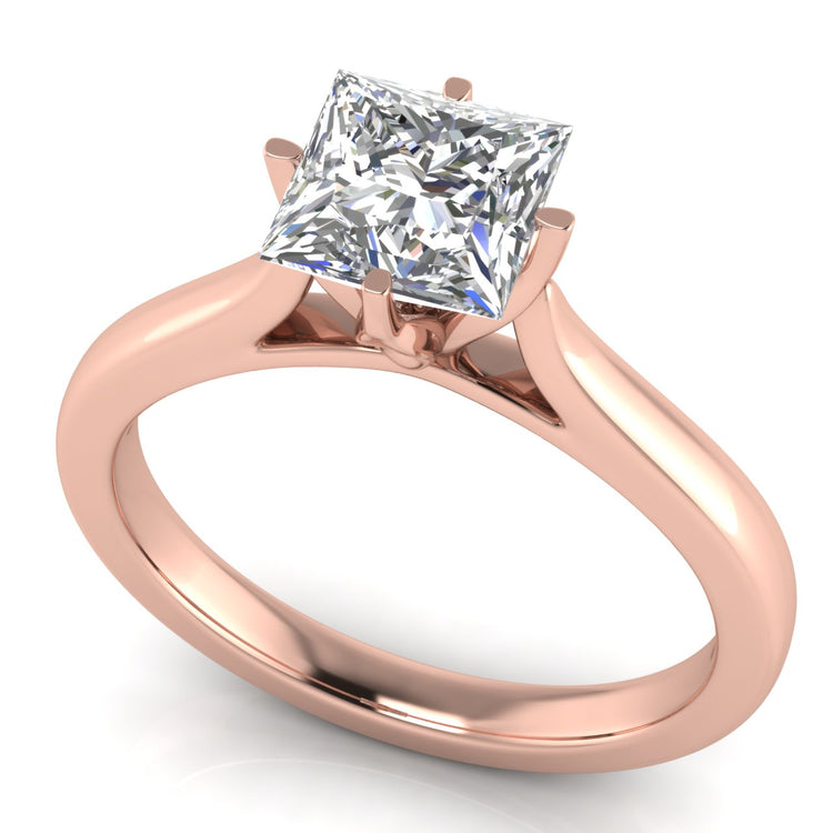 Lotus Prong Princess Cut Moissanite Engagement Ring