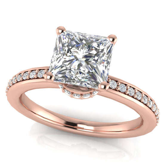 Hidden Halo Princess Cut Moissanite Engagement Ring