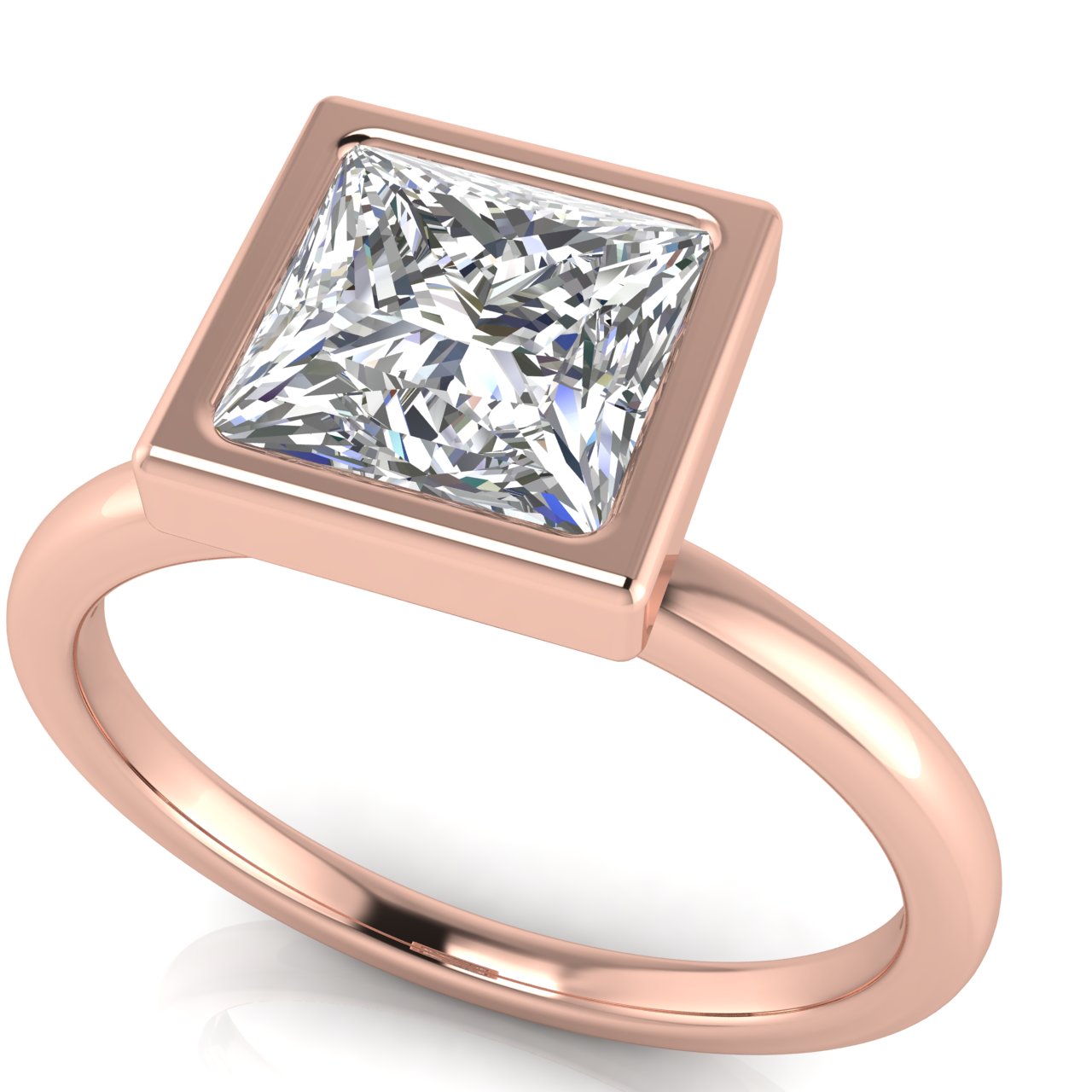 Bezel Princess Cut Moissanite Engagement Ring