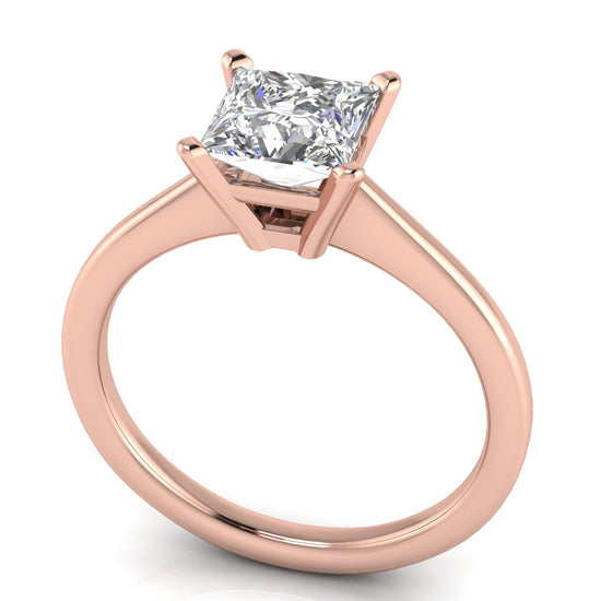 Basket Set Floating Princess Cut Moissanite Engagement Ring