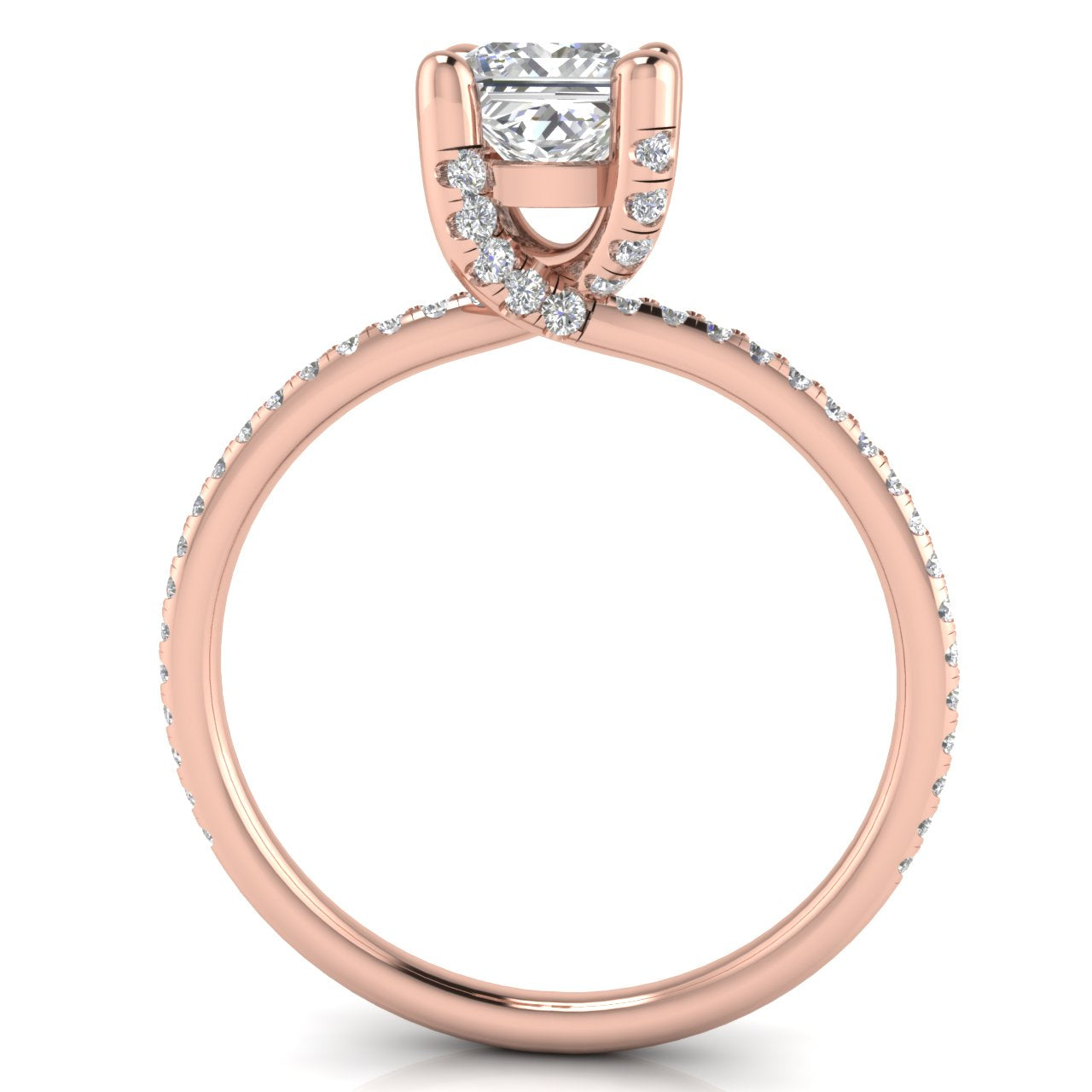 Prong Pave Princess Cut Lab Diamond Engagement Ring