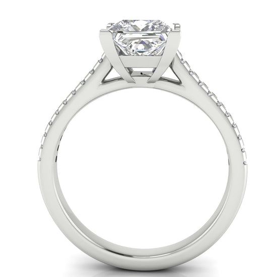 Shared Prong Pave Princess Cut Lab Diamond Engagement Ring