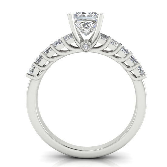 Princess Paved Princess Cut Moissanite Engagement Ring