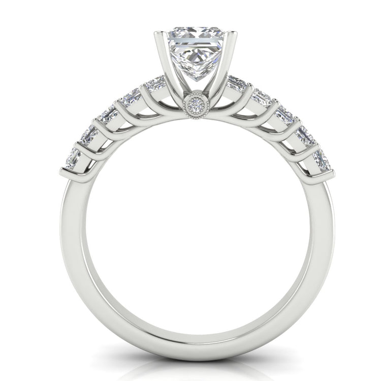 Princess Paved Princess Cut Lab Diamond Engagement Ring