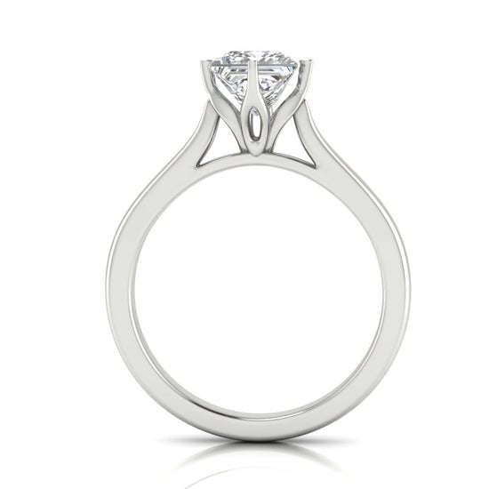 Lotus Prong Princess Cut Lab Diamond Engagement Ring