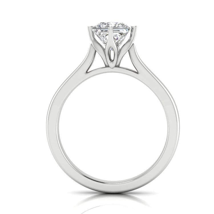 Lotus Prong Princess Cut Moissanite Engagement Ring