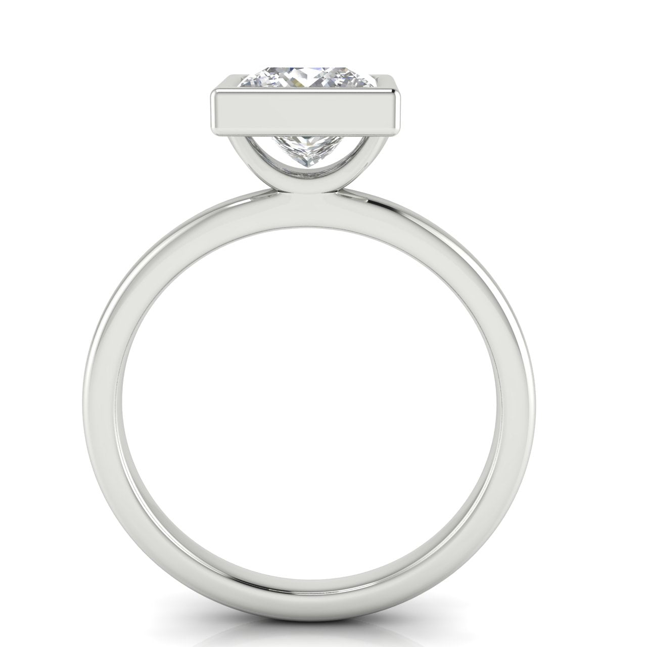 Bezel Princess Cut Lab Diamond Engagement Ring