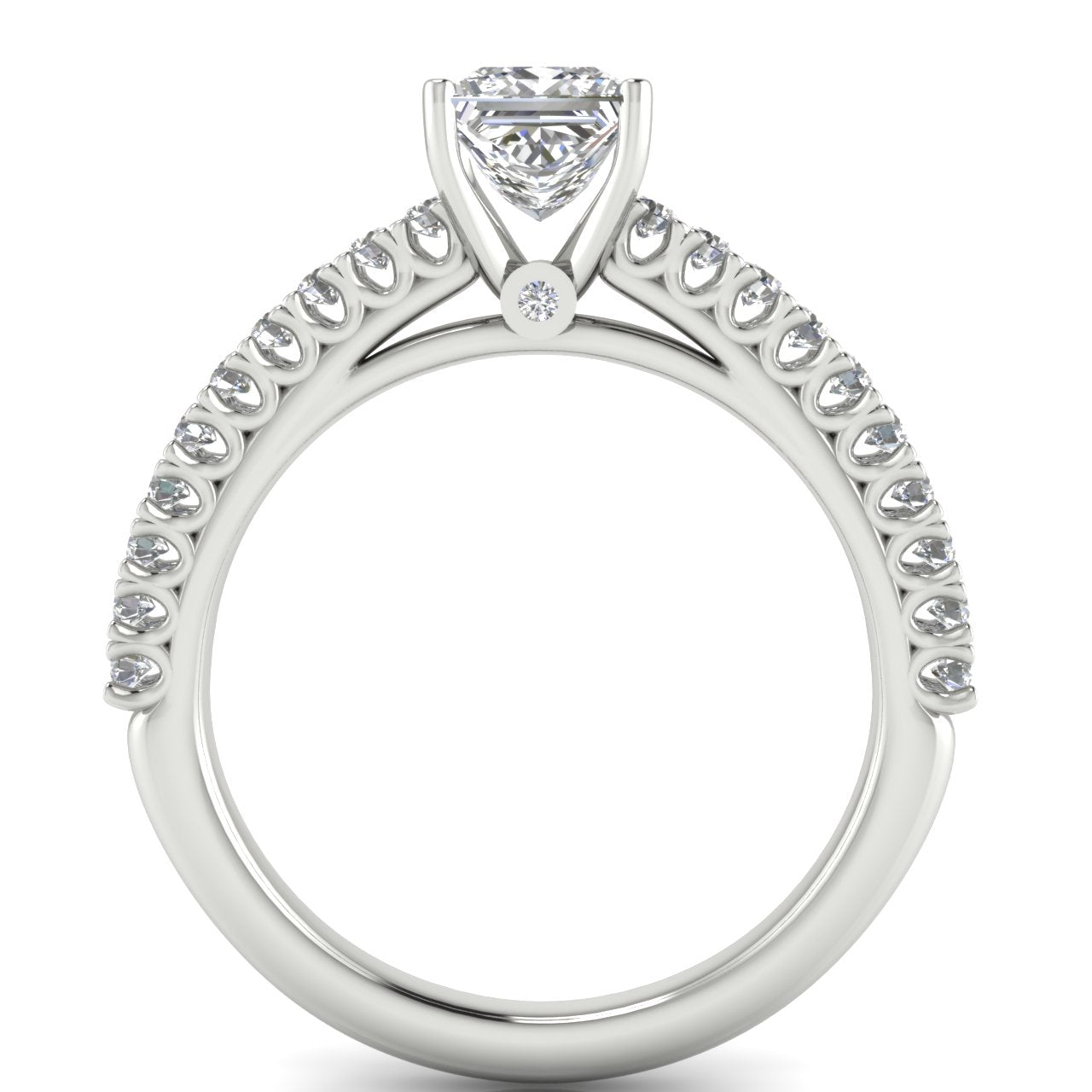 Floating Pave Princess Cut Lab Diamond Engagement Ring