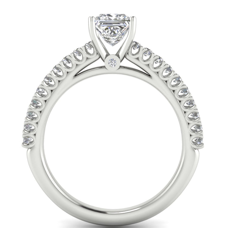 Floating Pave Princess Cut Moissanite Engagement Ring