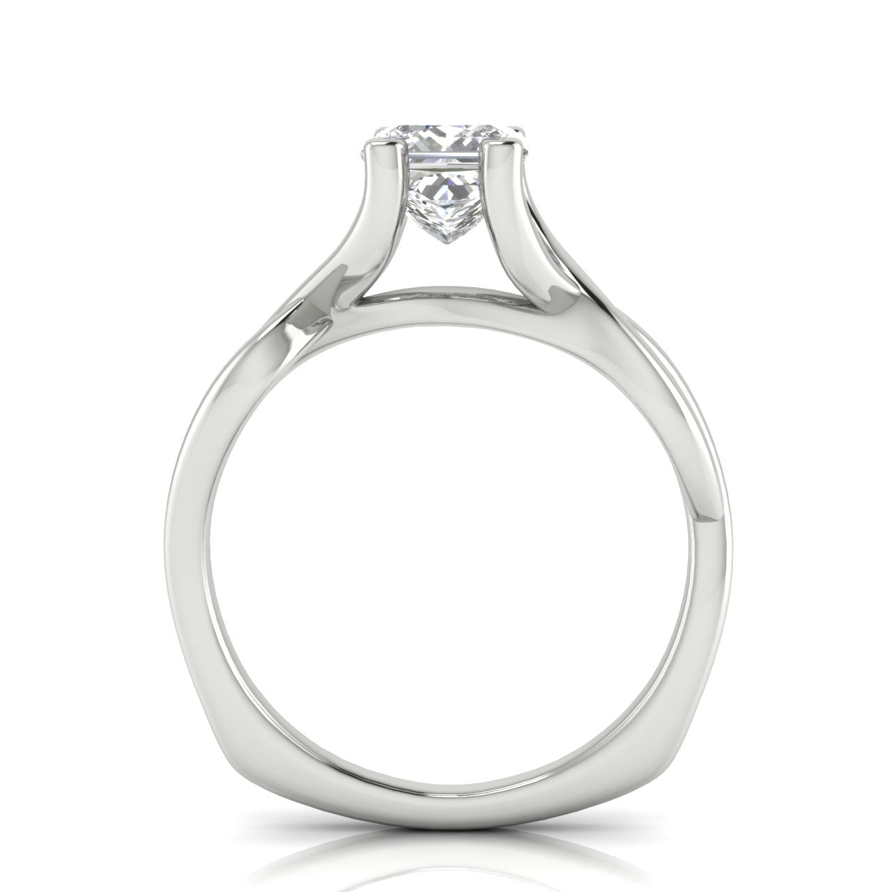 Twisted Shank Princess Cut Moissanite Engagement Ring