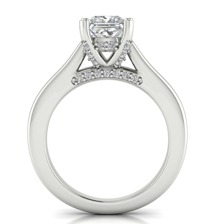 Bridge Paved Princess Cut Moissanite Engagement Ring