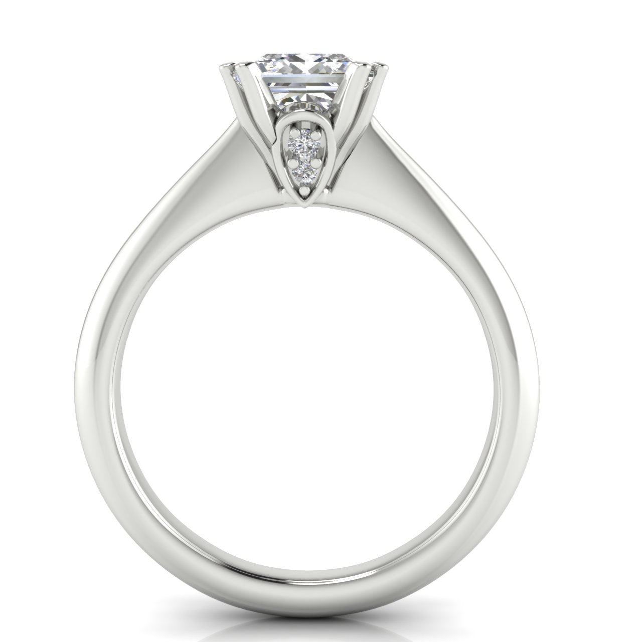 Double Prong Tulip Princess Cut Lab Diamond Engagement Ring