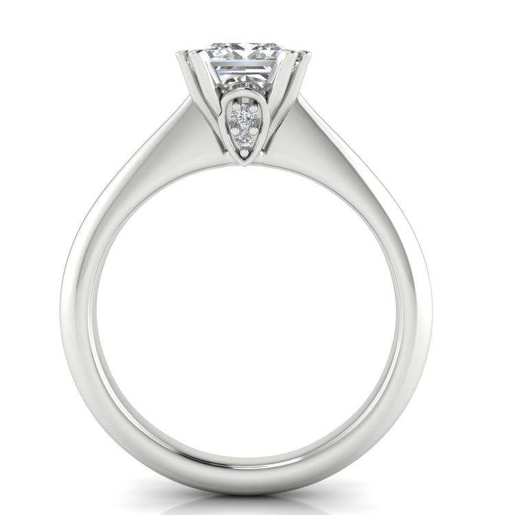 Double Prong Tulip Princess Cut Lab Diamond Engagement Ring