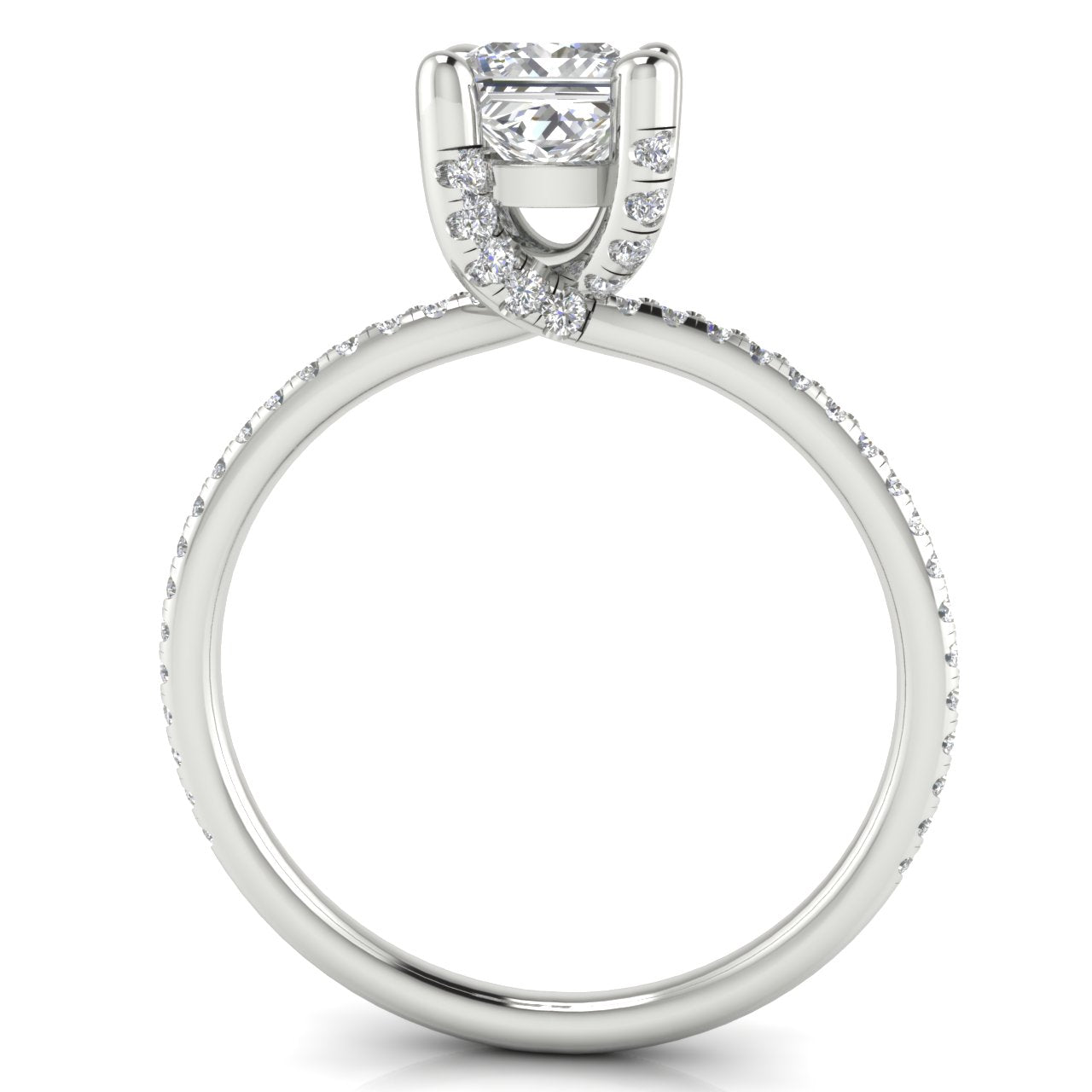 Prong Pave Princess Cut Lab Diamond Engagement Ring