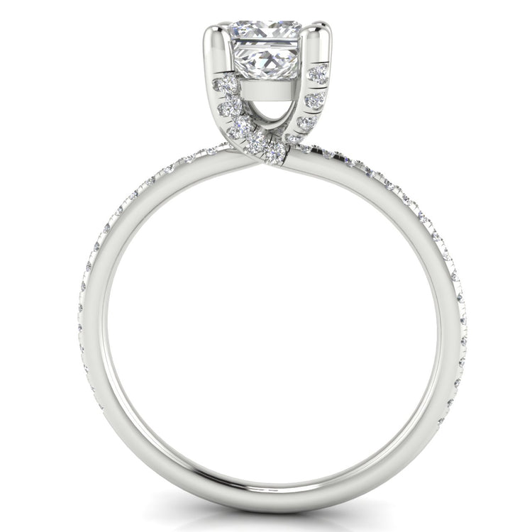 Prong Pave Princess Cut Moissanite Engagement Ring