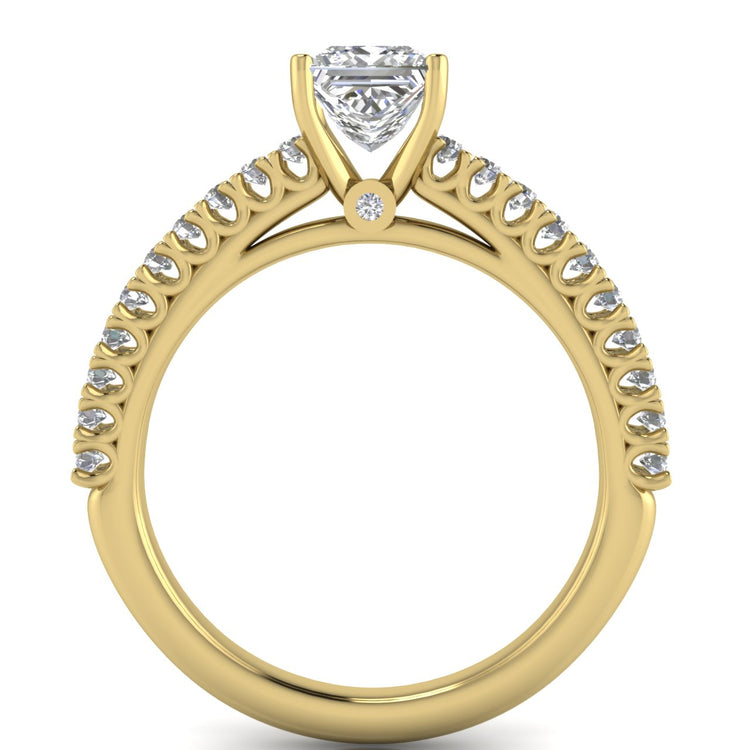 Floating Pave Princess Cut Lab Diamond Engagement Ring