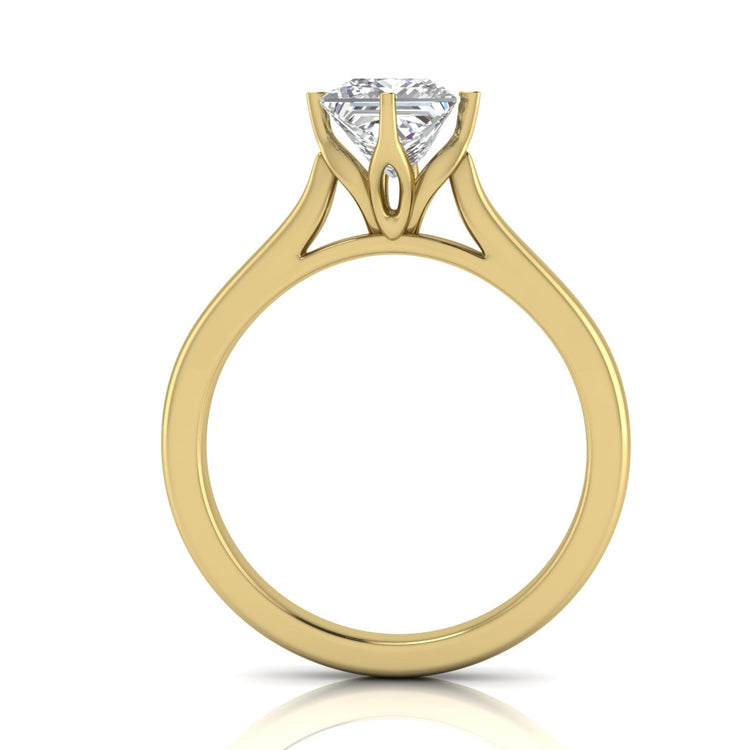 Lotus Prong Princess Cut Moissanite Engagement Ring