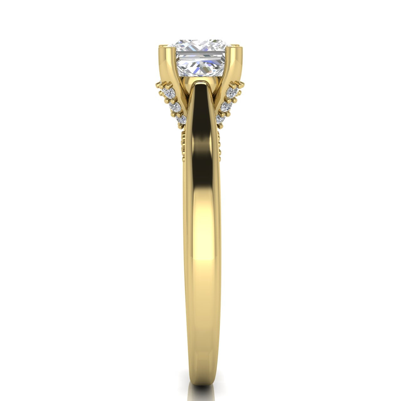 Bridge Paved Princess Cut Lab Diamond Engagement Ring