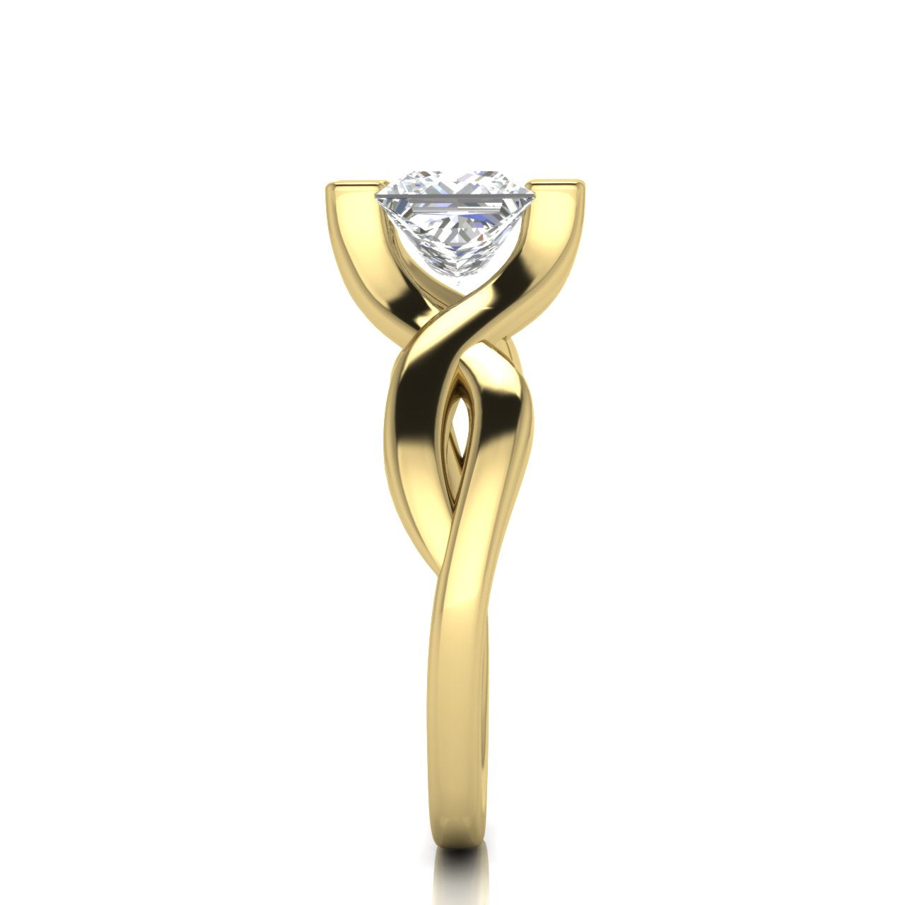 Twisted Shank Princess Cut Lab Diamond Engagement Ring