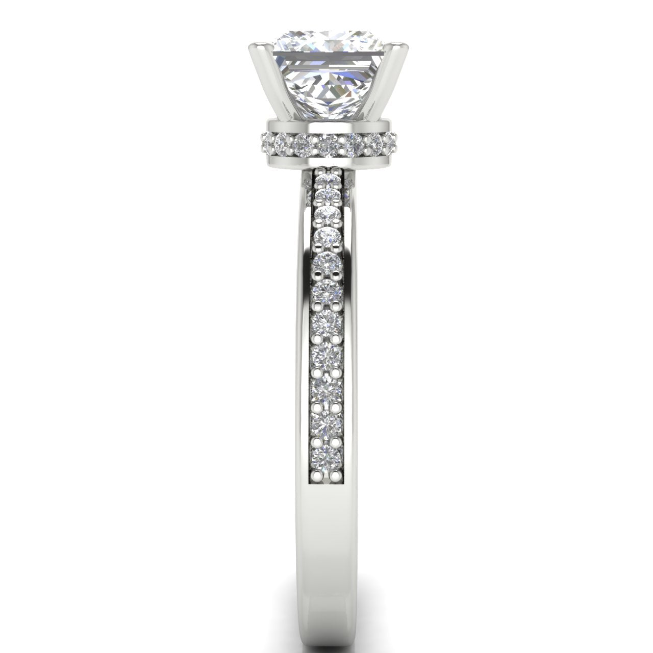 Hidden Halo Princess Cut Moissanite Engagement Ring