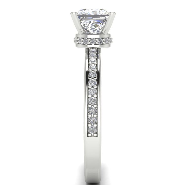 Hidden Halo Princess Cut Moissanite Engagement Ring