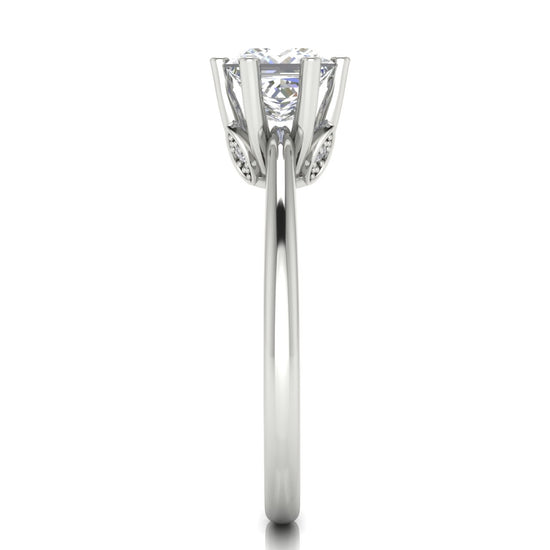 Lotus Pave Princess Cut Lab Diamond Engagement Ring