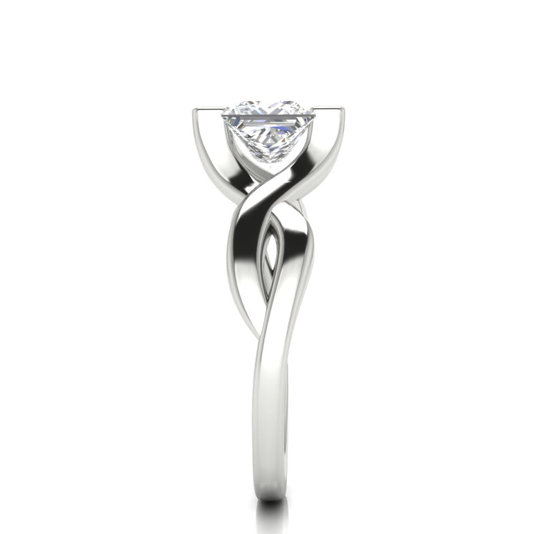 Twisted Shank Princess Cut Lab Diamond Engagement Ring