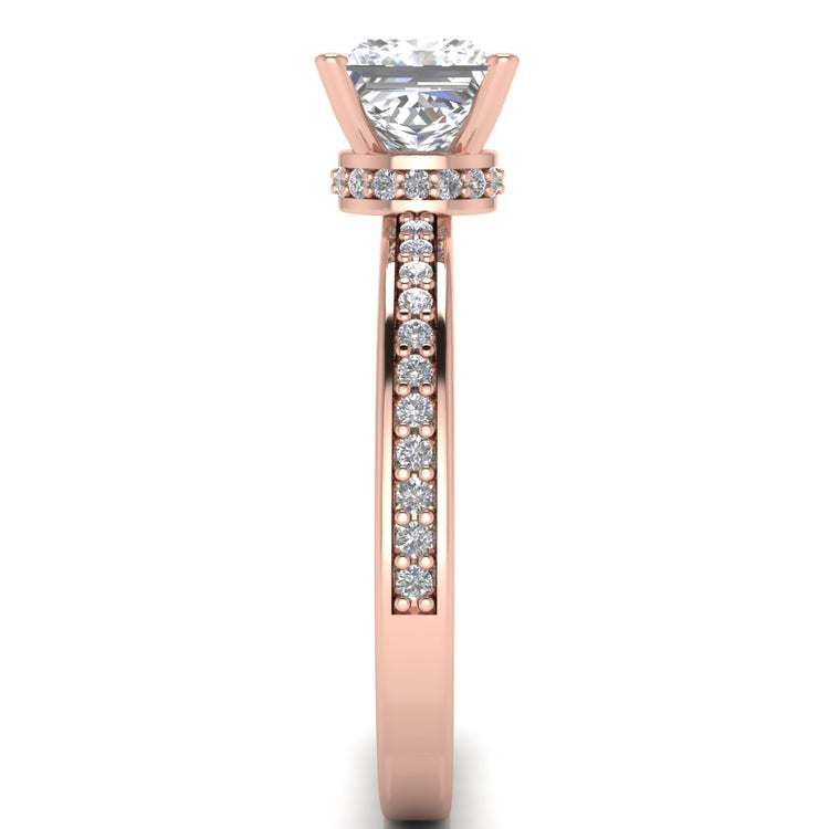 Hidden Halo Princess Cut Lab Diamond Engagement Ring