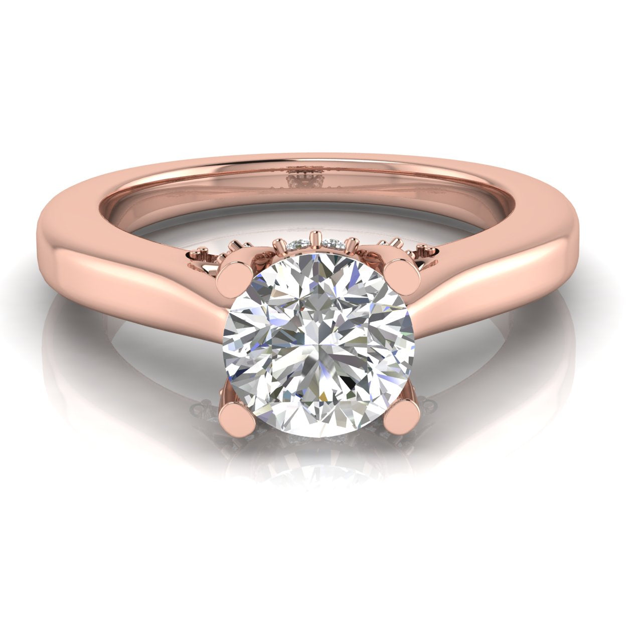 Bridge Paved Round Cut Moissanite Engagement Ring