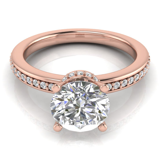 Hidden Halo Round Cut Lab Diamond Engagement Ring