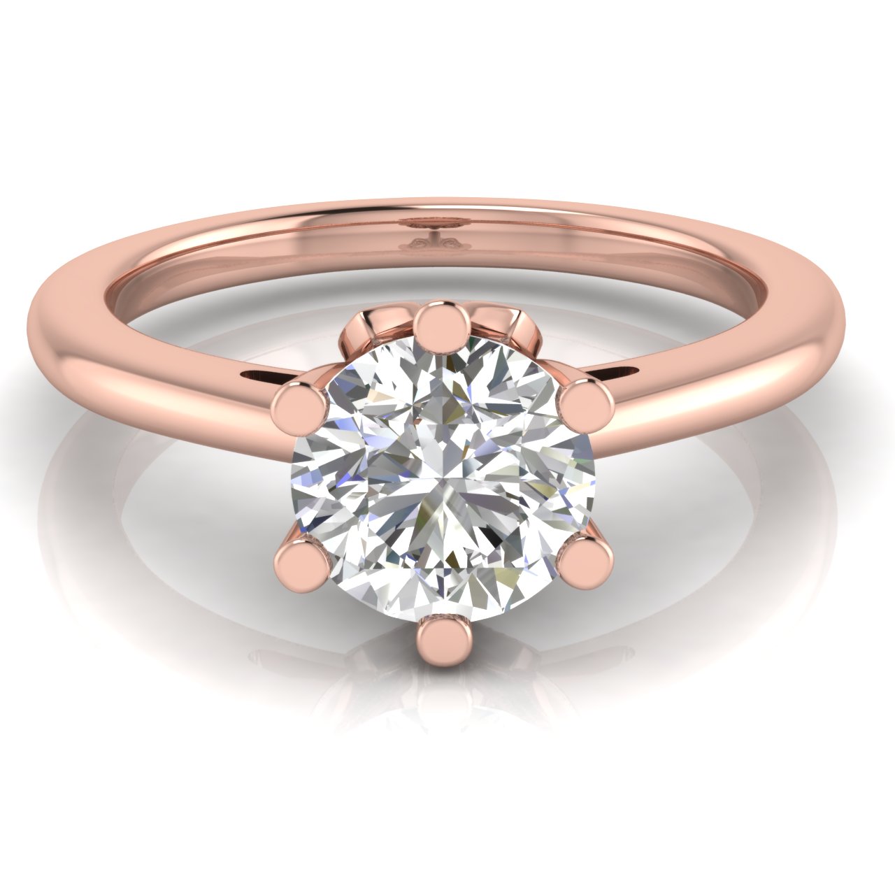 Lotus Pave Round Cut Lab Diamond Engagement Ring