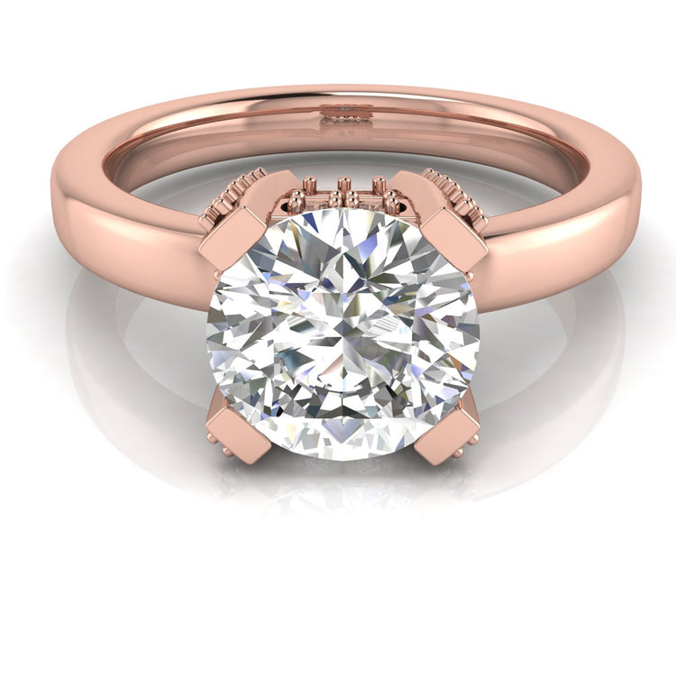 Architectural Pave Round Cut Lab Diamond Engagement Ring