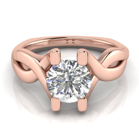 Twisted Shank Round Cut Lab Diamond Engagement Ring