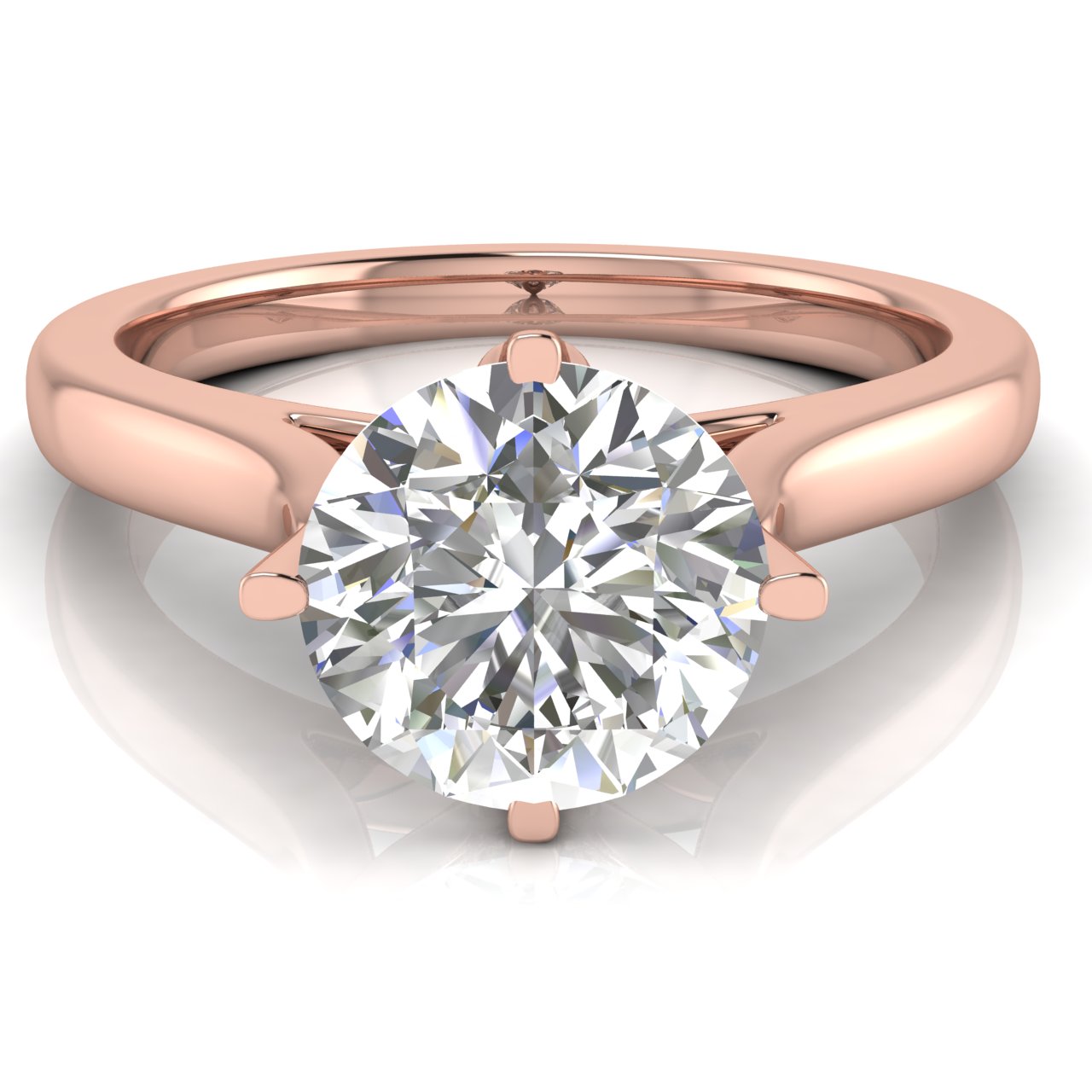 Lotus Prong Round Cut Lab Diamond Engagement Ring