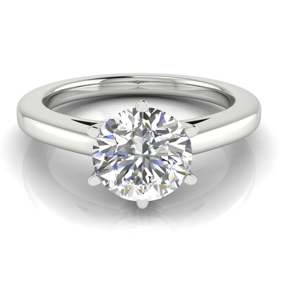 6 Prong Cathedral Round Cut Moissanite Engagement Ring