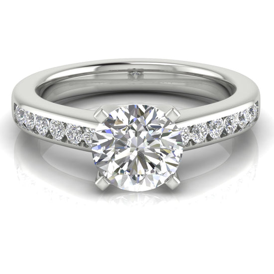 Round Channel Set Round Cut Lab Diamond Engagement Ring